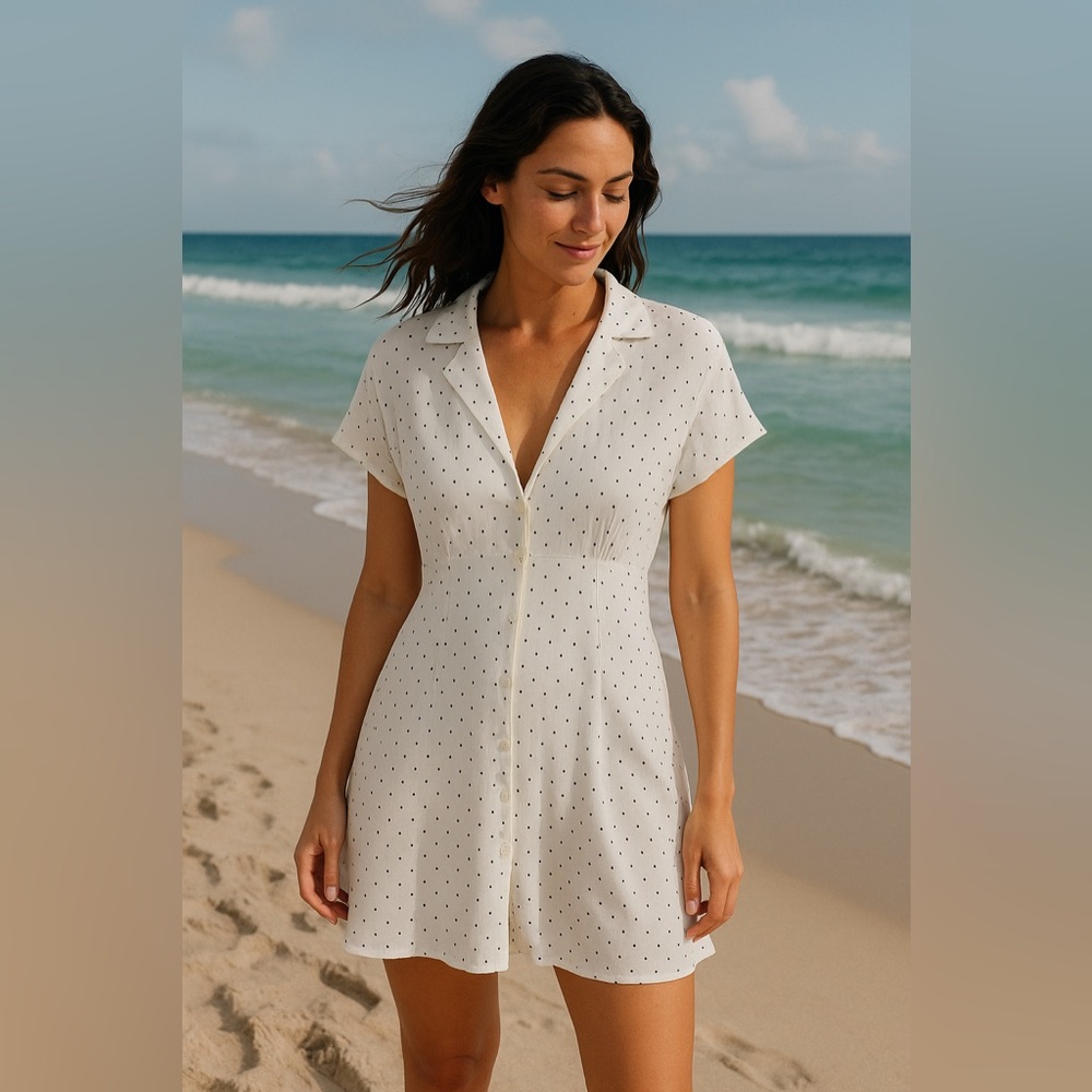 Forever 21 White Polka Dot Cover-Up Dress Size Large